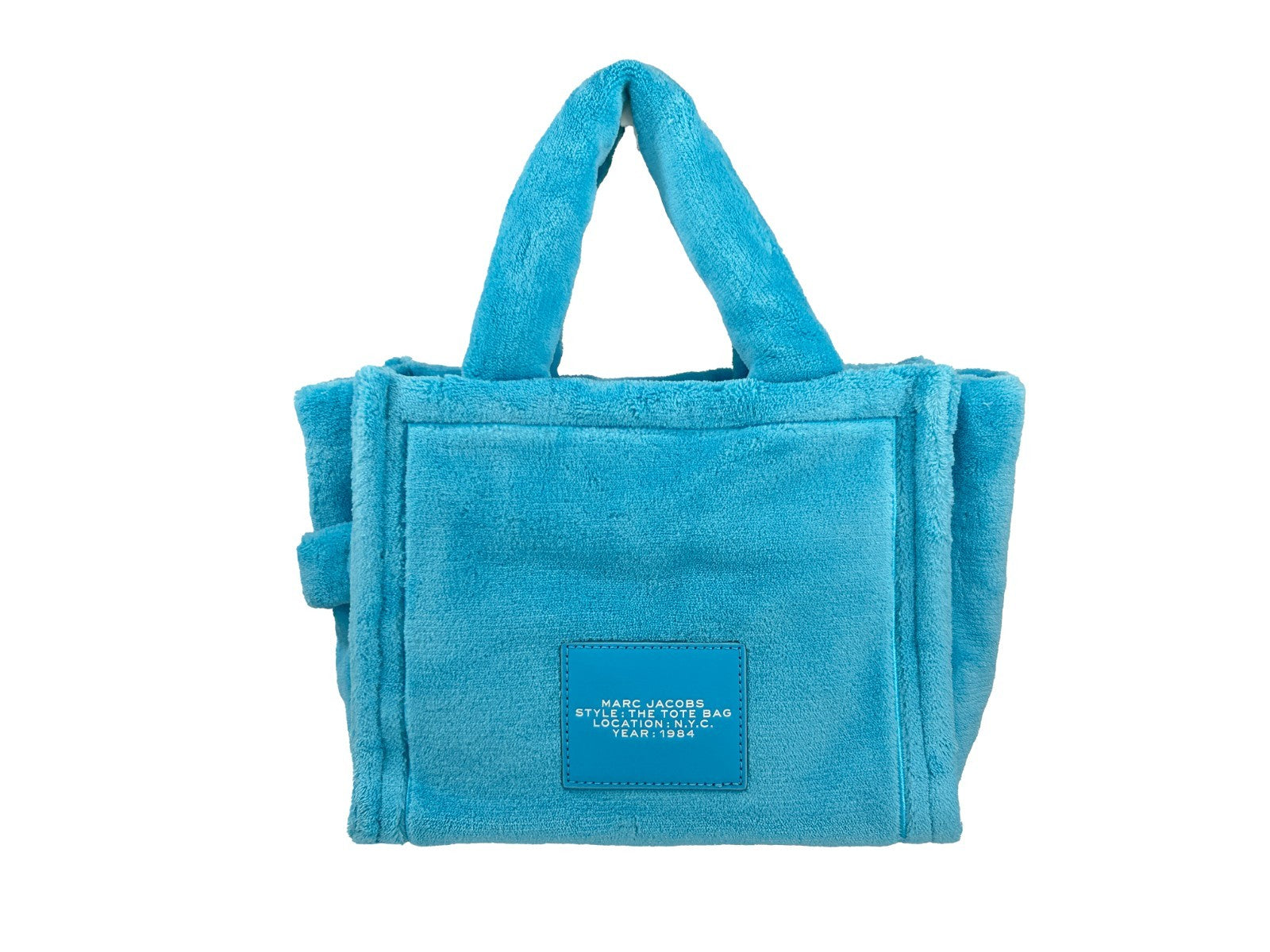 Small Crossbody Travel Tote Handbag by Marc Jacobs for women in synthetic fabric blue, silver & signature features a transformative sophistication silhouette, showcasing a secure zipper, ample , and versatile crossbody-strap & handle for a transformative sophistication look.