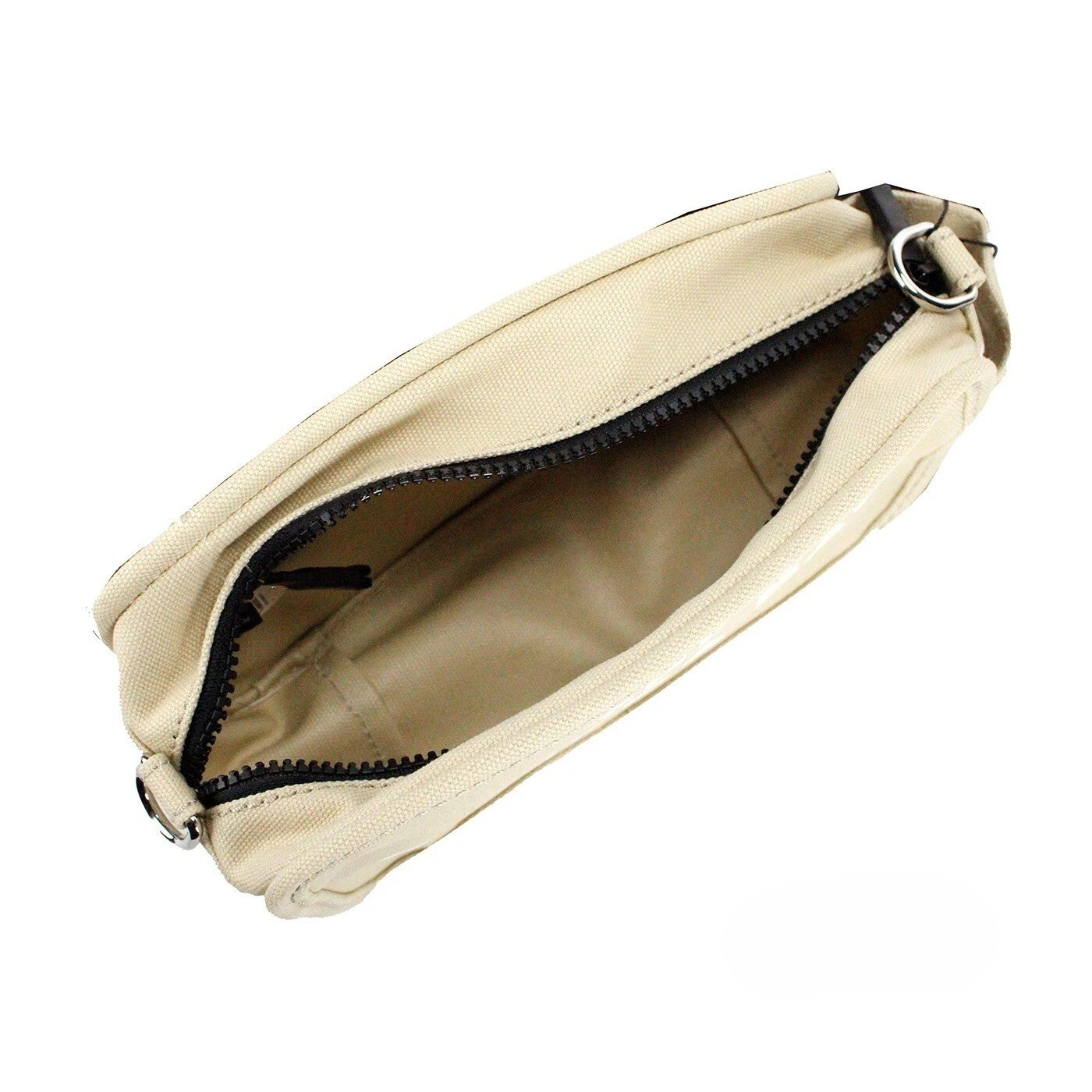 Small Travel Crossbody Camera Handbag by Marc Jacobs for women in stretch cotton modal canvas beige, black & silver showcases a versatile sophistication silhouette, featuring a secure zipper, versatile sophistication , and versatile crossbody-strap, adjustable-strap & detachable-strap for a versatile sophistication finish.