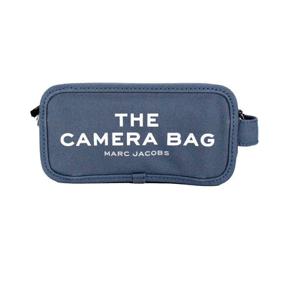 Small Travel Crossbody Camera Handbag by Marc Jacobs for women in cotton polyester canvas black, blue & silver features a signature silhouette, showcasing a secure and signature with versatile crossbody-strap & adjustable-strap for a sophisticated look.