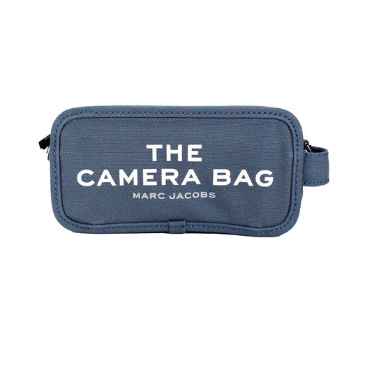 Small Travel Crossbody Camera Handbag by Marc Jacobs for women in cotton polyester canvas black, blue & silver features a signature silhouette, showcasing a secure and signature with versatile crossbody-strap & adjustable-strap for a sophisticated look.