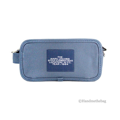 Small Travel Crossbody Camera Handbag by Marc Jacobs for women in cotton polyester canvas black, blue & silver features a exquisite silhouette, showcasing a secure and exquisite with versatile crossbody-strap & adjustable-strap for a exquisite finish.