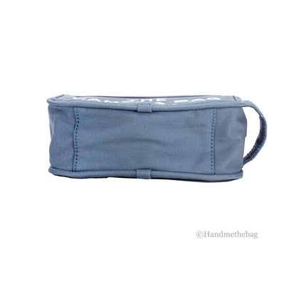 Small Travel Crossbody Camera Handbag by Marc Jacobs for women in cotton polyester canvas black, blue & silver features a ornamental silhouette, showcasing a secure , ample , and ornamental crossbody-strap & adjustable-strap for a sophisticated look.