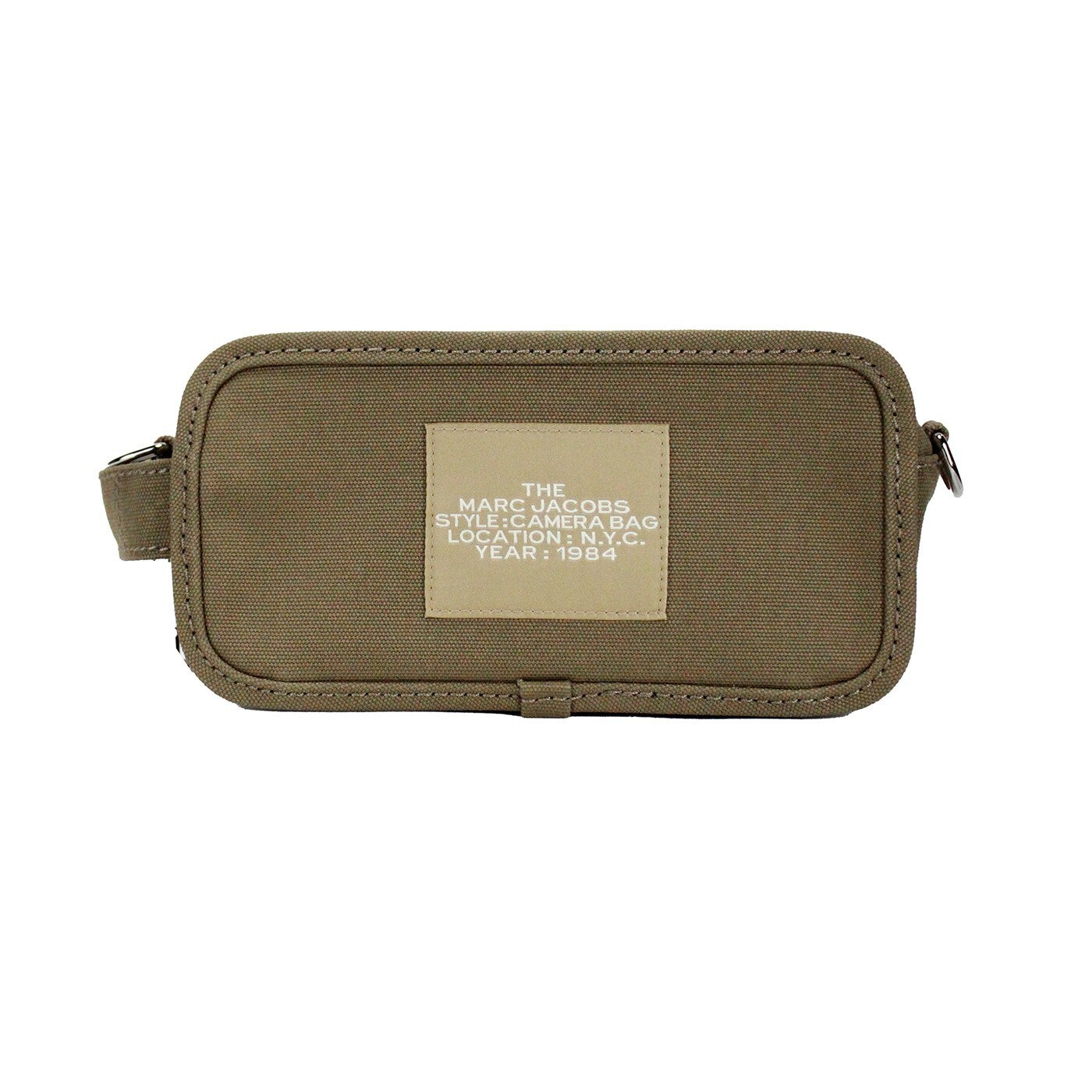 Small Travel Crossbody Camera Handbag by Marc Jacobs for women in cotton polyester canvas black, green & silver features an refined silhouette, showcasing a secure zipper, ample , and versatile crossbody-strap & adjustable-strap for a sophisticated refined aesthetic.