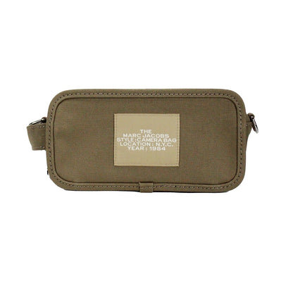 Small Travel Crossbody Camera Handbag by Marc Jacobs for women in cotton polyester canvas black, green & silver features an refined silhouette, showcasing a secure zipper, ample , and versatile crossbody-strap & adjustable-strap for a sophisticated refined aesthetic.