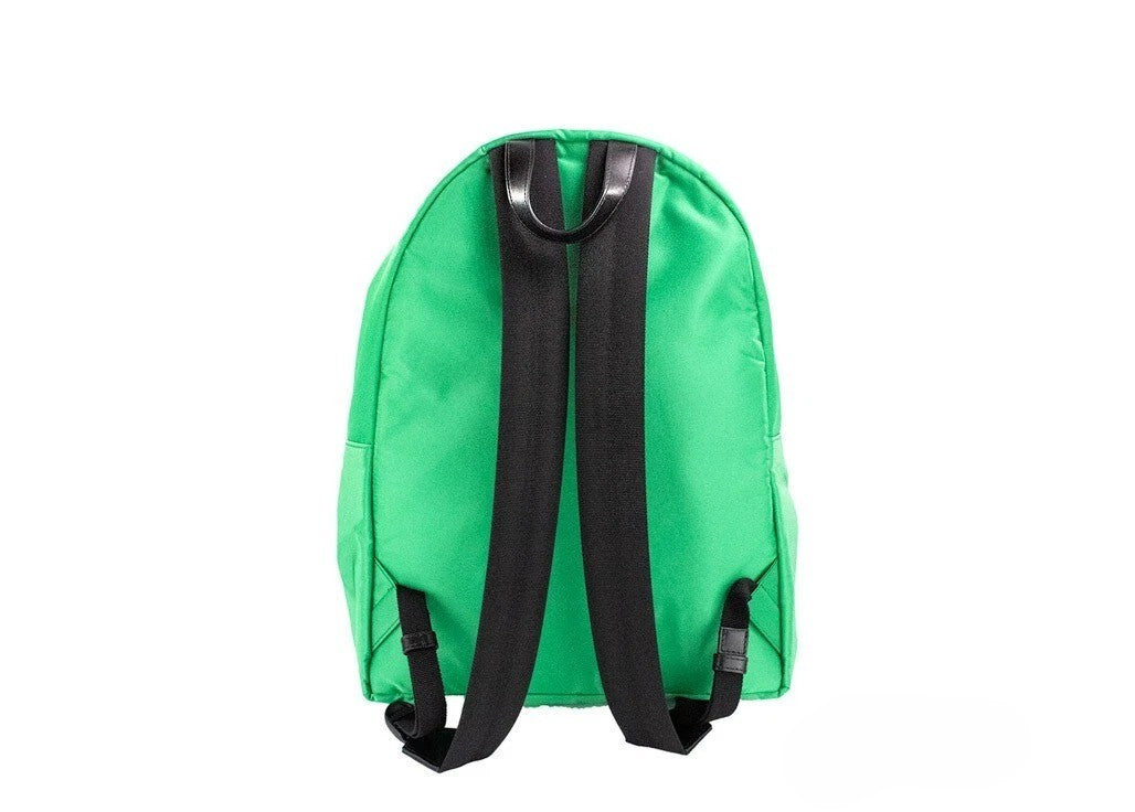 Large Backpack Shoulder Bag by Versace for women in nylon fabric black & green features a stately silhouette, showcasing a secure zipper, ample laptop-compartment, and stately backpack-strap & adjustable-strap for a stately finish.
