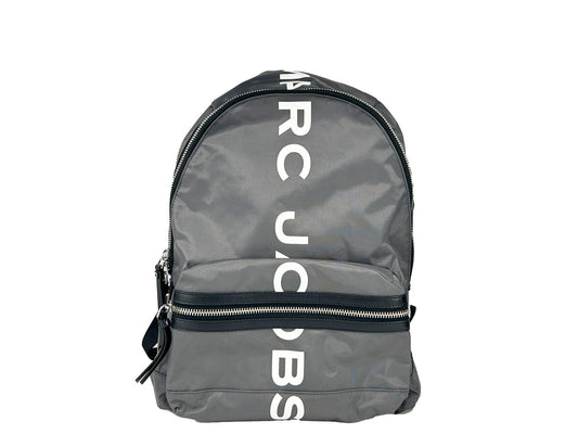 Travel Backpack by Marc Jacobs for women in nylon fabric gray & silver showcases an architectural Suspiria Nylon Fabric Travel Backpack design, featuring a secure zipper, ample , and architectural handle, backpack-strap & adjustable-strap for a sophisticated look.