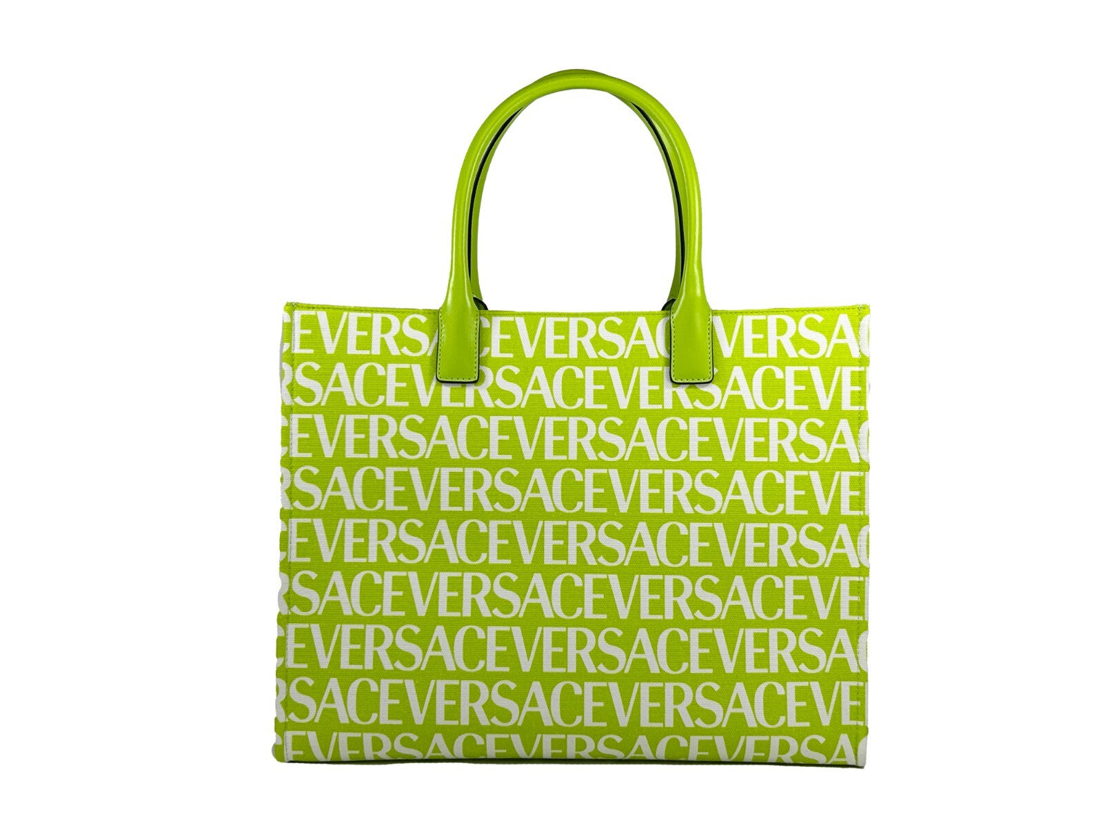 Large Travel Tote Bag by Versace for women in cotton polyester canvas gold, green & patterned showcases a statuesque Medusa Cotton Polyester Canvas Large Travel Tote Bag design, featuring a secure , ample cardholder, and versatile handle for a statuesque finish.