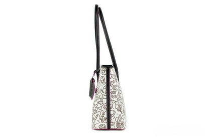 Medium Travel Tote Handbag by Dooney & Bourke for women in cotton polyester canvas gold features a refined silhouette, showcasing a secure zipper & clip, organized , and versatile handle for a refined finish.