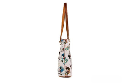 Travel Tote Bag by Dooney & Bourke for women in cotton polyester canvas gold & pink showcases a statuesque Epcot International Food Wine Festival Cotton Polyester Canvas Travel Tote Bag design, featuring a secure zipper, ample , and versatile handle for a statuesque finish.