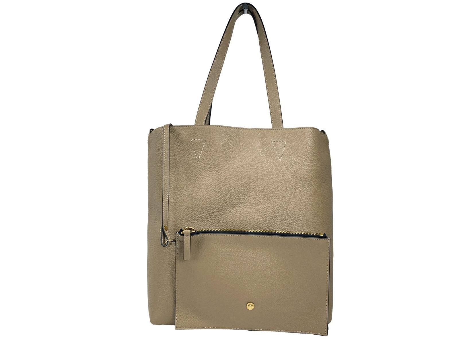 Large Pouch Tote Bag by Versace for women in faux patent leather gold features a jet-set Medusa Faux Patent Leather Large Pouch Tote Bag design, complete with a secure , ample coin-purse, and versatile detachable-strap & handle for a jet-set look.