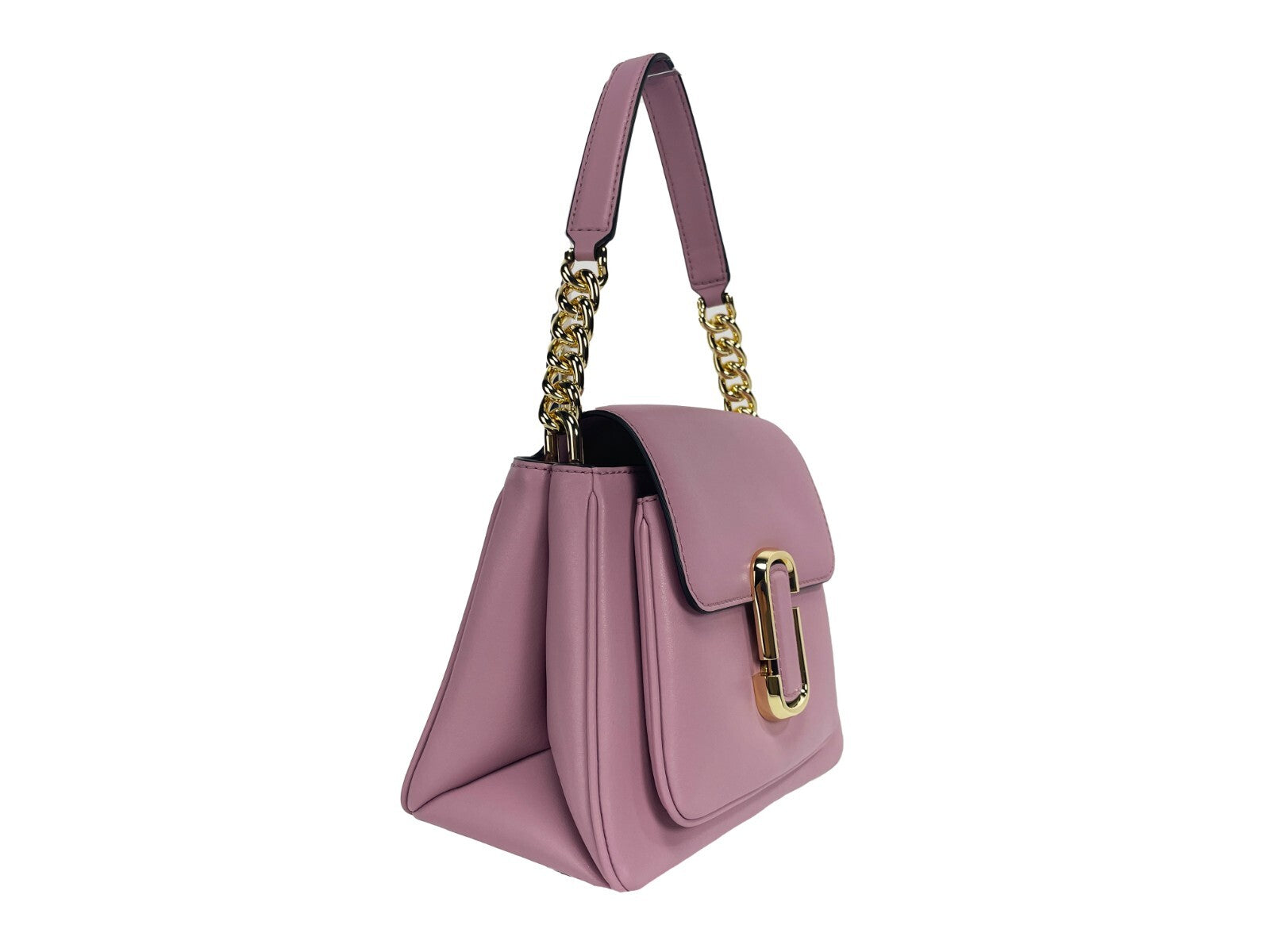 Mini Crossbody Travel Satchel Handbag by Marc Jacobs for women in leather gold & purple features a transformative sophistication silhouette, showcasing a secure magnetic, ample cardholder, and versatile crossbody-strap, handle, adjustable-strap & detachable-strap for a transformative sophistication look.