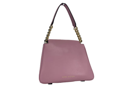 Mini Crossbody Travel Satchel Handbag by Marc Jacobs for women in leather gold & purple features a transformative elegance silhouette, showcasing a secure magnetic, organized cardholder, and versatile crossbody-strap, handle, adjustable-strap & detachable-strap for a transformative elegance look.