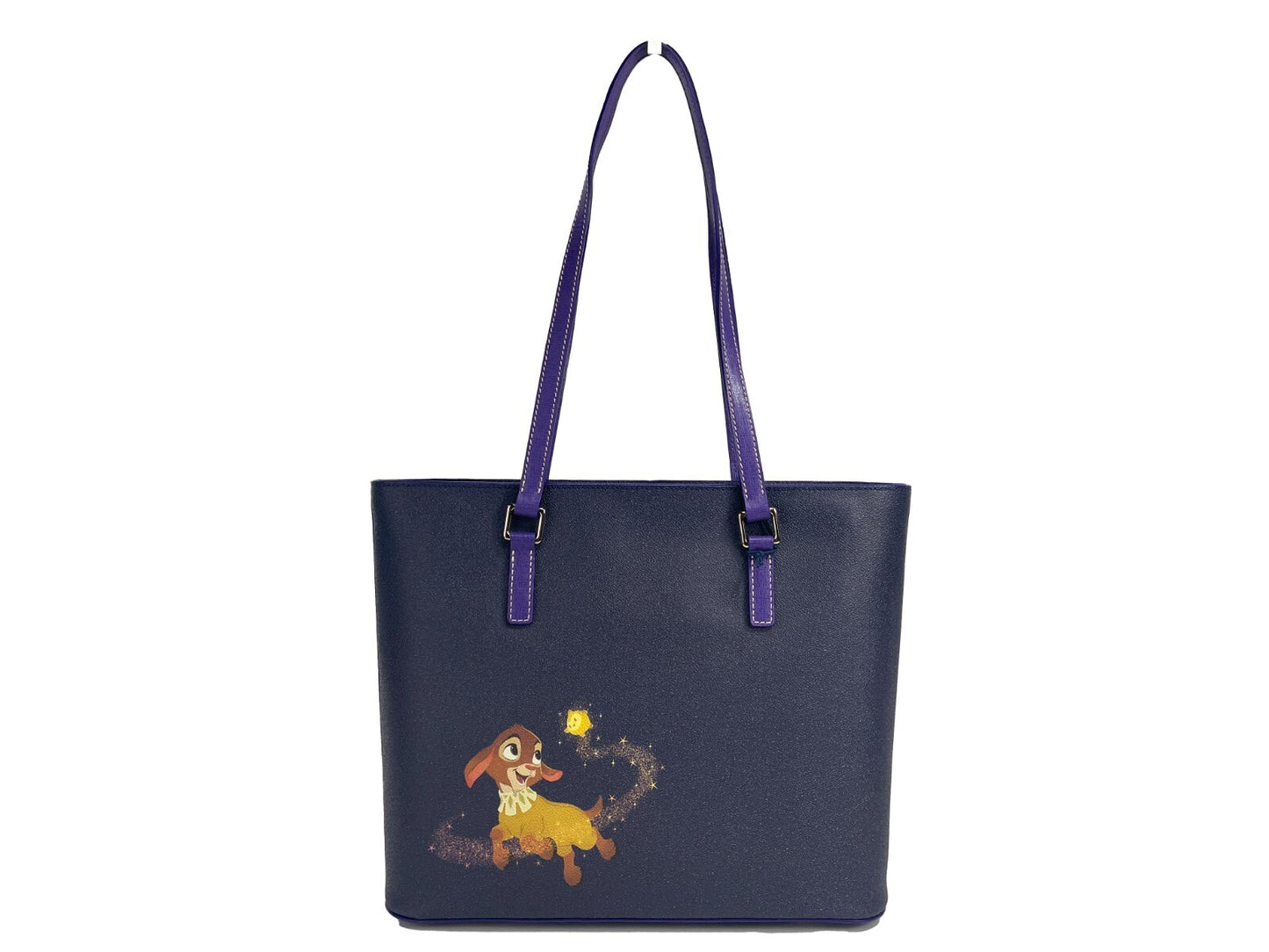 Shoulder Tote Handbag by Dooney & Bourke for women in coated canvas gold & purple presents a ornamental silhouette, showcasing a secure clip, ample , and versatile shoulder-strap & handle for a ornamental finish.