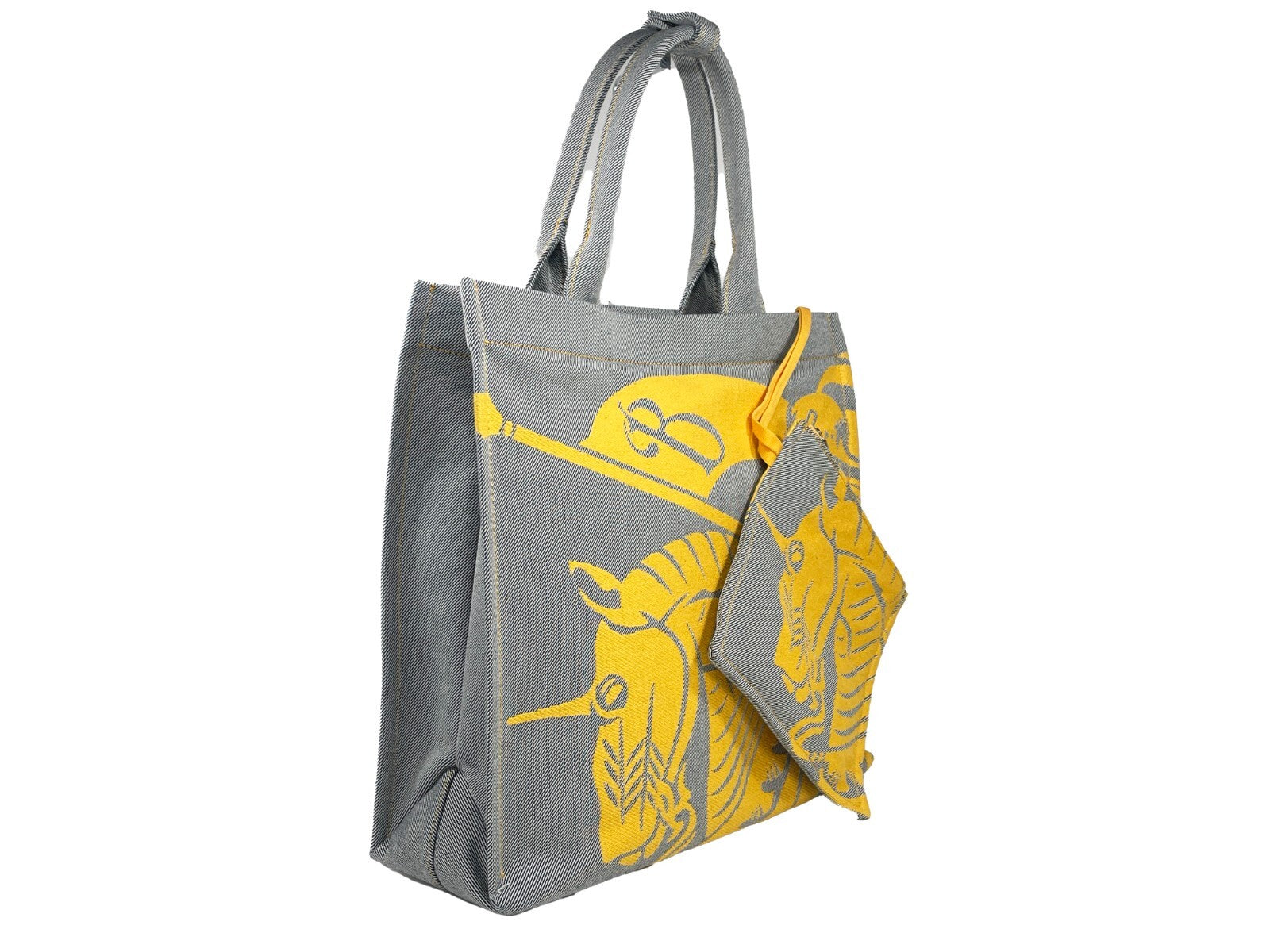 Pouch Tote Handbag by Burberry for women in faux leather & canvas gray, silver & patterned presents a ornamental silhouette, showcasing a secure , ample coin-purse, and versatile handle for a ornamental finish.