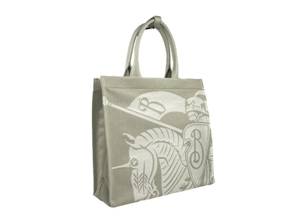 Travel Pouch Tote Handbag by Burberry for women in calfskin leather & nylon silver & patterned features a signature silhouette, showcasing a secure and signature coin-purse with versatile handle for a sophisticated look.