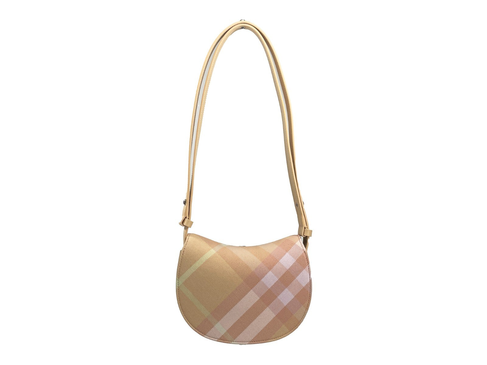 Mini Crossbody Handbag by Burberry for women in cotton polyester & horn green, peach, silver, patterned & jacquard features an multi-faceted design with a secure clasp, ample , and versatile crossbody-strap & adjustable-strap for a multi-faceted finish.