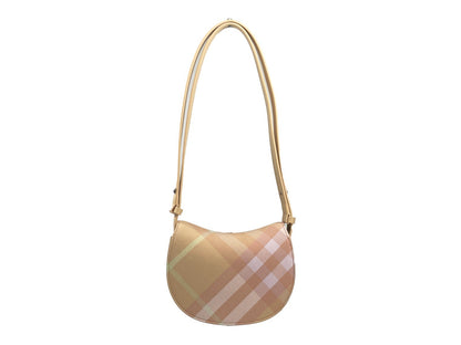 Mini Crossbody Handbag by Burberry for women in cotton polyester & horn green, peach, silver, patterned & jacquard features an multi-faceted design with a secure clasp, ample , and versatile crossbody-strap & adjustable-strap for a multi-faceted finish.