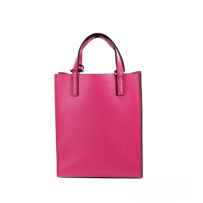 Micro Crossbody Travel Tote Handbag by Marc Jacobs for women in pebbled leather pink & silver features a versatile chic silhouette, meticulously detailed with a secure , ample , and versatile crossbody-strap, adjustable-strap, detachable-strap & handle.