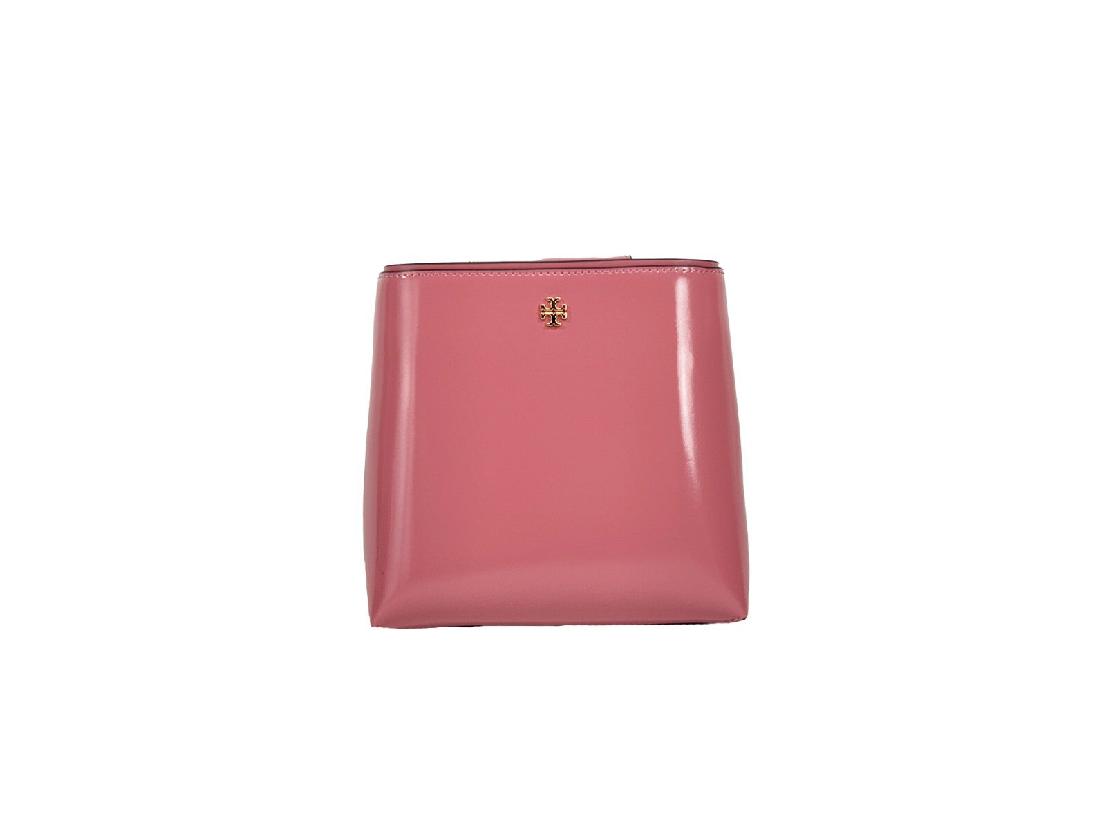 Small Travel Bucket Handbag by Tory Burch for women in raffia & leather gold & pink features an sun-drenched silhouette, showcasing a secure snap, ample , and versatile handle for a truly sun-drenched finish.