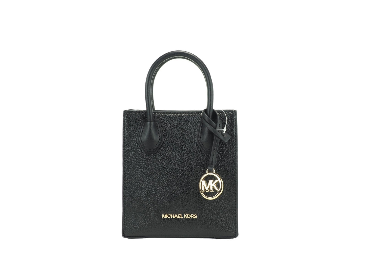 Michael Kors Mercer Polyester Leather Compact Crossbody Shopper Handbag - Beige Black Gold