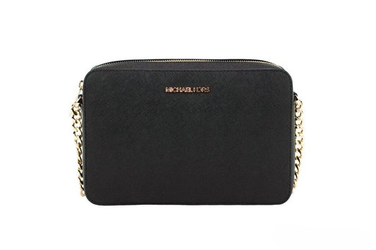 Crossbody Handbag by Michael Kors for women in leather & rubber black & gold features an multi-faceted design with a secure zipper, ample , and versatile crossbody-strap & adjustable-strap for a multi-faceted finish.