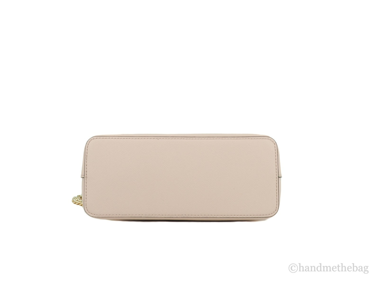 Compact Crossbody Dome Handbag by Michael Kors for women in leather & satin beige, gold & pink features a multifaceted silhouette, showcasing a secure and multifaceted with versatile crossbody-strap & adjustable-strap for multifaceted style.