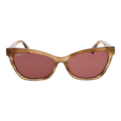 Sunglasses by Max Mara for women in brown features an ethereal full-rim cat-eye frame design with brown coloured frame frames and non-polarized category-3-dark-tint lens for a ethereal finish.