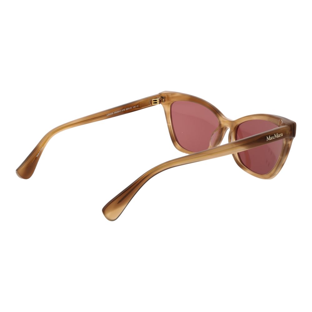 Sunglasses by Max Mara for women in brown features a sumptuous silhouette, showcasing a sumptuous full-rim cat-eye frame design in brown coloured frame with high-performance non-polarized category-3-dark-tint lens.