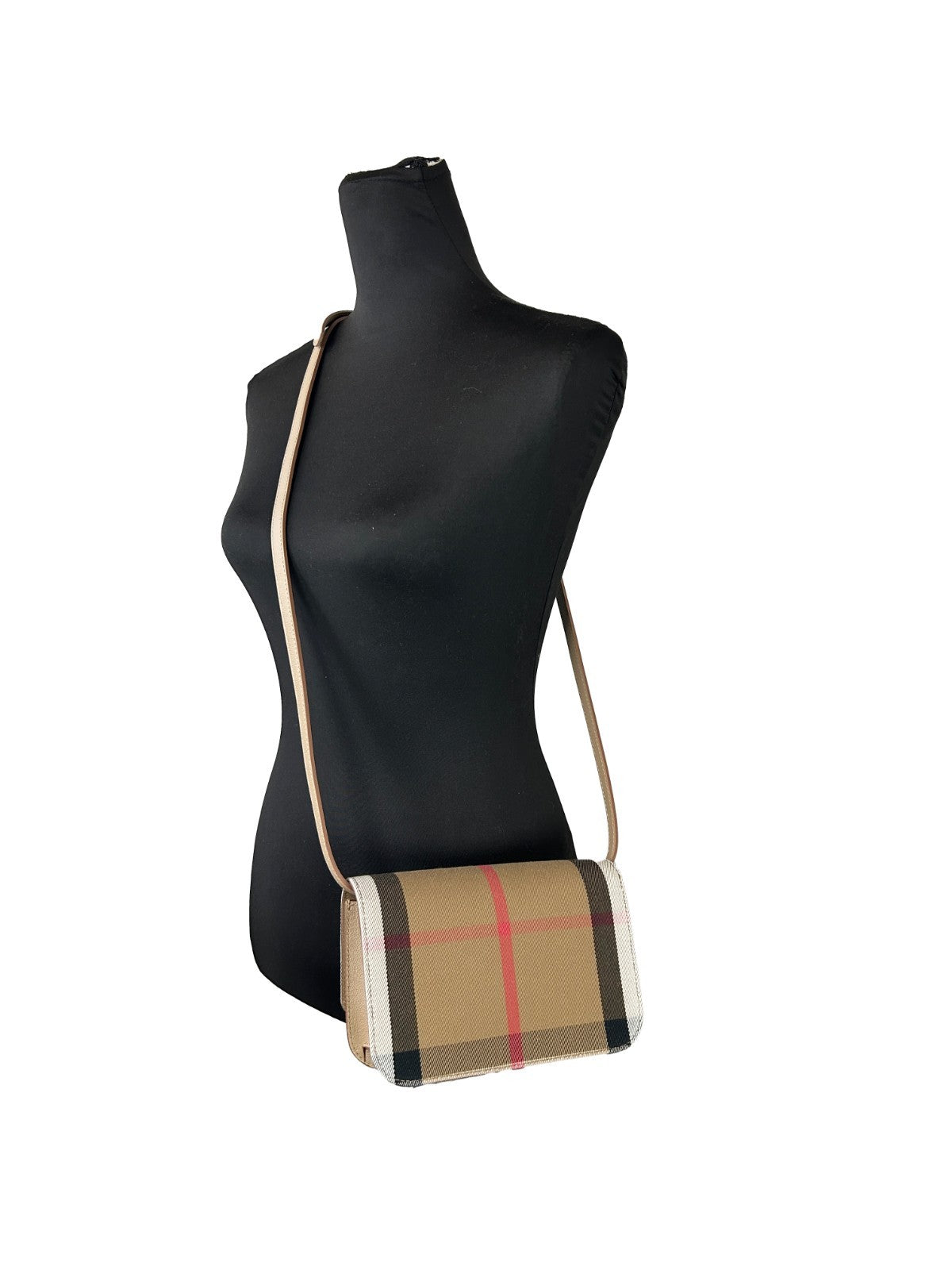 Small Crossbody Handbag by Burberry for women in canvas beige & gold features a transformative elegance silhouette, showcasing a secure , organized , and versatile crossbody-strap & adjustable-strap for a transformative elegance look.
