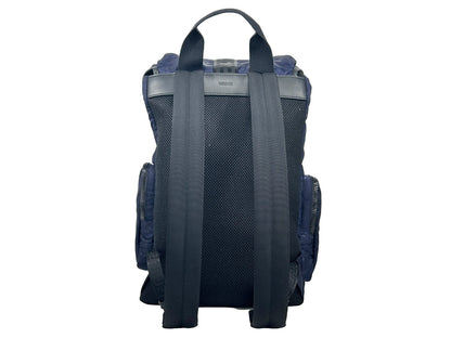 Drawstring Flap Backpack by Versace for women in nylon navy & silver features a stately Medusa Nylon Drawstring Flap Backpack design, showcasing a secure flap, drawstring & buckle, ample , and versatile handle, backpack-strap & adjustable-strap for a stately finish.