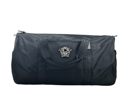 Large Duffel Bag by Versace for women in nylon black & silver presents a refined Medusa Nylon Large Duffel Bag design, showcasing a secure zipper and refined with versatile .