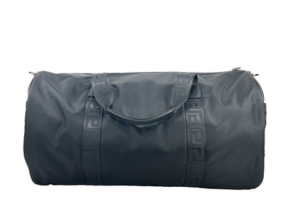 Large Duffel Bag by Versace for women in nylon black & silver features a meticulous Medusa Nylon Large Duffel Bag design with a secure zipper, ample , and versatile for a meticulous travel finish.
