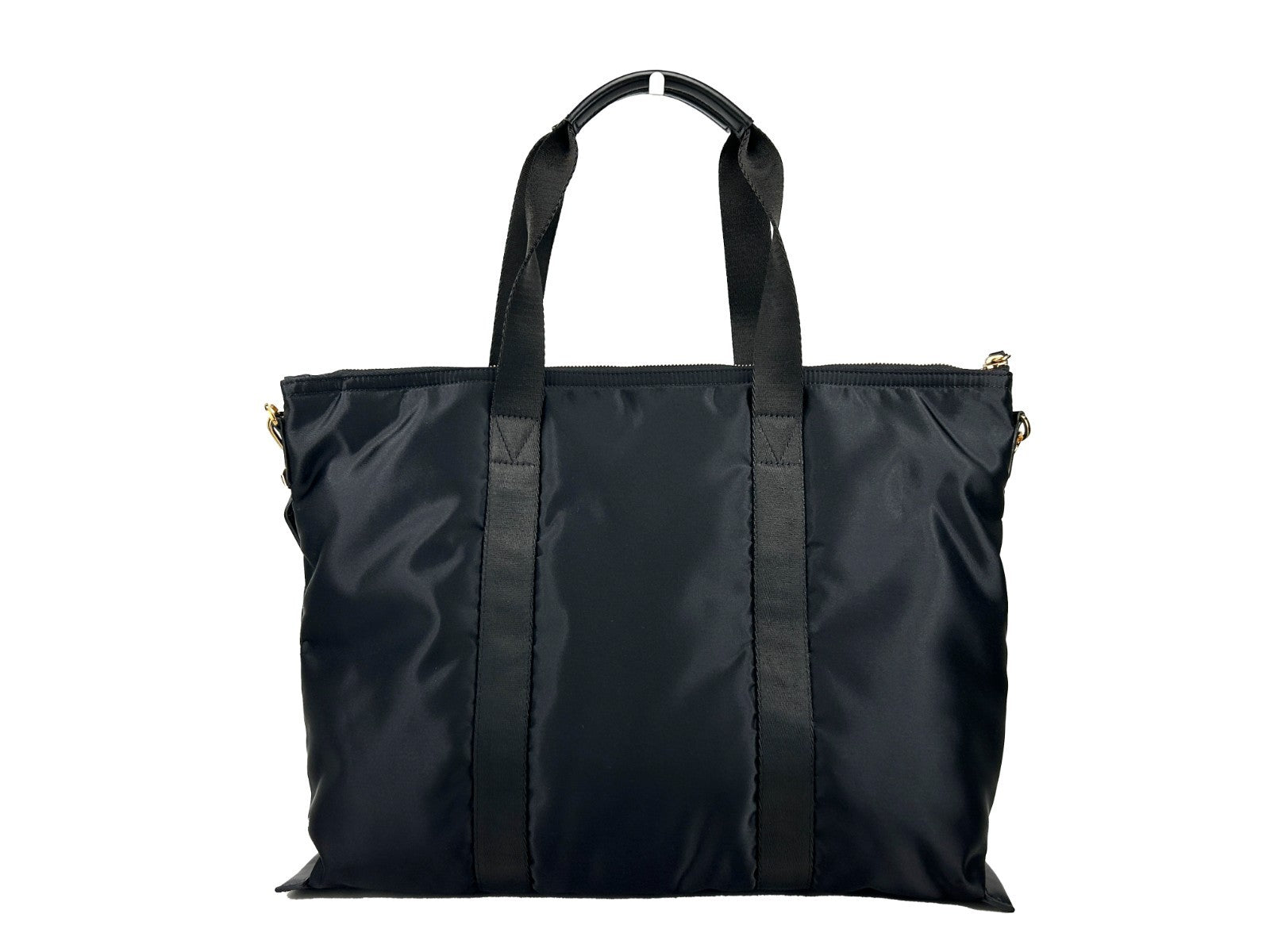 Tote Shoulder Bag by Versace for women in nylon fabric black & gold features a effortless sophistication silhouette, secured by a zipper with ample coin-purse and versatile for a effortless sophistication finish.