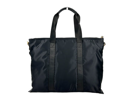 Tote Shoulder Bag by Versace for women in nylon fabric black & gold features a effortless sophistication silhouette, secured by a zipper with ample coin-purse and versatile for a effortless sophistication finish.