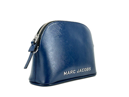 Small Crossbody Dome Handbag by Marc Jacobs for women in raffia & leather blue & silver features an versatile silhouette, showcasing a secure zipper and versatile with versatile crossbody-strap, adjustable-strap & detachable-strap for a versatile finish.