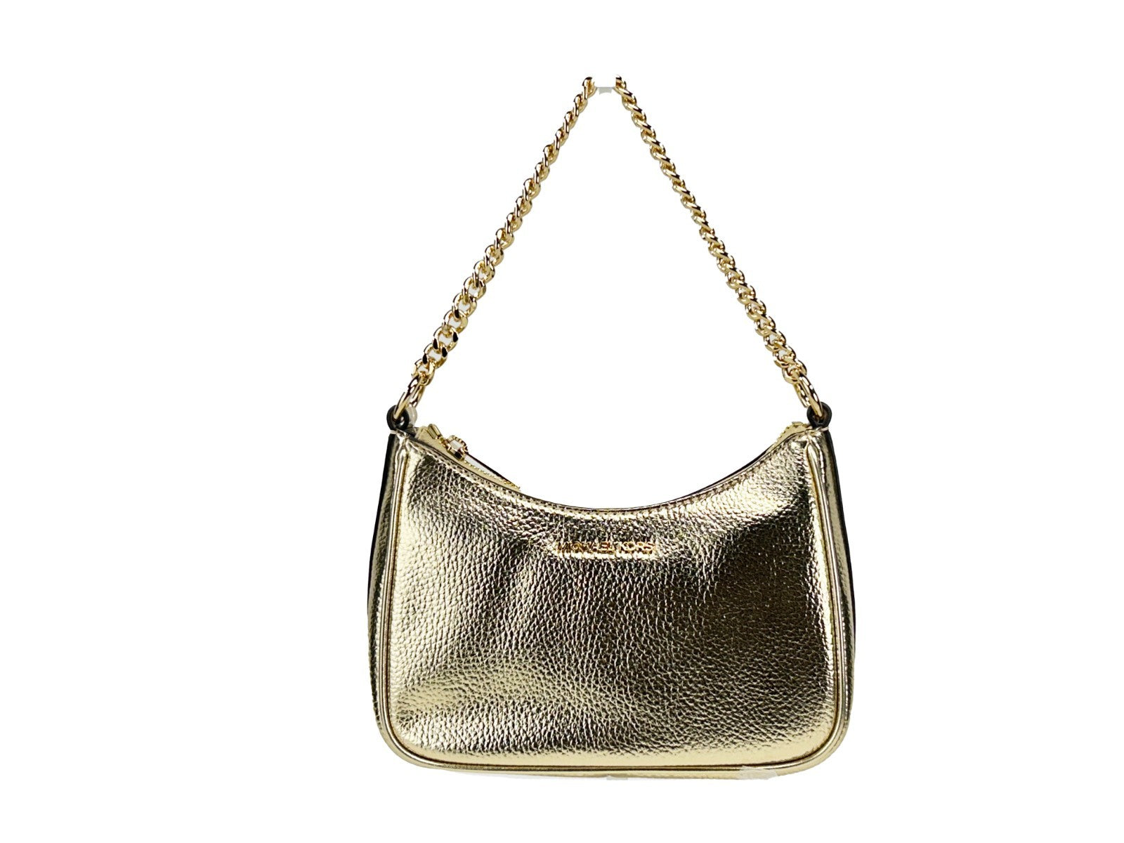 Small Crossbody Travel Handbag by Michael Kors for women in lurex & polyester gold features a multifaceted silhouette, showcasing a secure zipper and multifaceted with versatile crossbody-strap, adjustable-strap, detachable-strap & handle for multifaceted style.