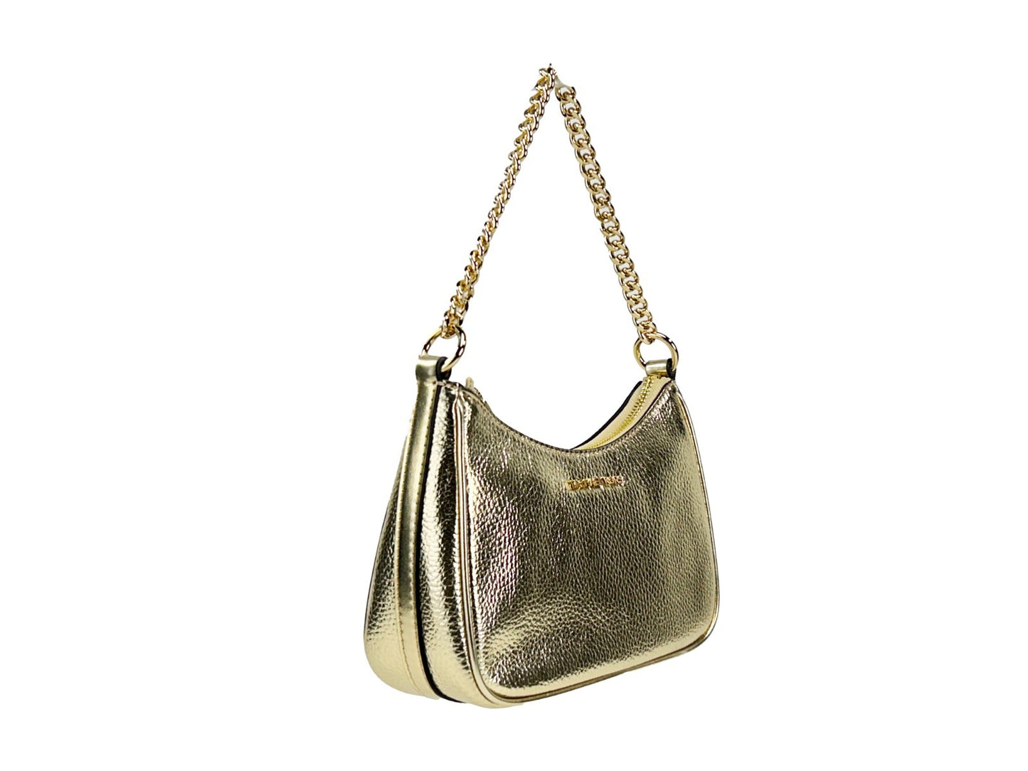 Small Crossbody Travel Handbag by Michael Kors for women in lurex & polyester gold features a transformative elegance silhouette, showcasing a secure zipper, organized , and versatile crossbody-strap, adjustable-strap, detachable-strap & handle for a transformative elegance look.