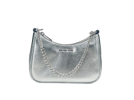 Small Crossbody Handbag by Michael Kors for women in leather silver features a transformative sophistication silhouette, showcasing a secure , ample , and versatile crossbody-strap, adjustable-strap & detachable-strap for a transformative sophistication look.