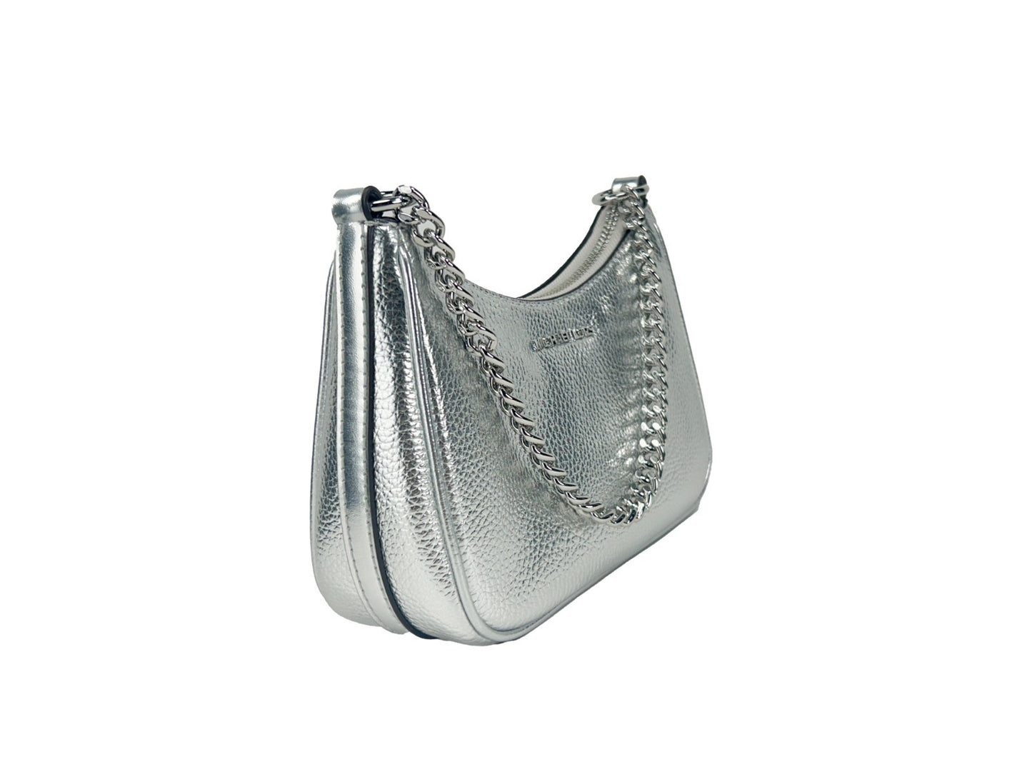 Small Crossbody Handbag by Michael Kors for women in leather silver features a versatile chic silhouette, meticulously detailed with a secure , ample , and versatile crossbody-strap, adjustable-strap & detachable-strap.