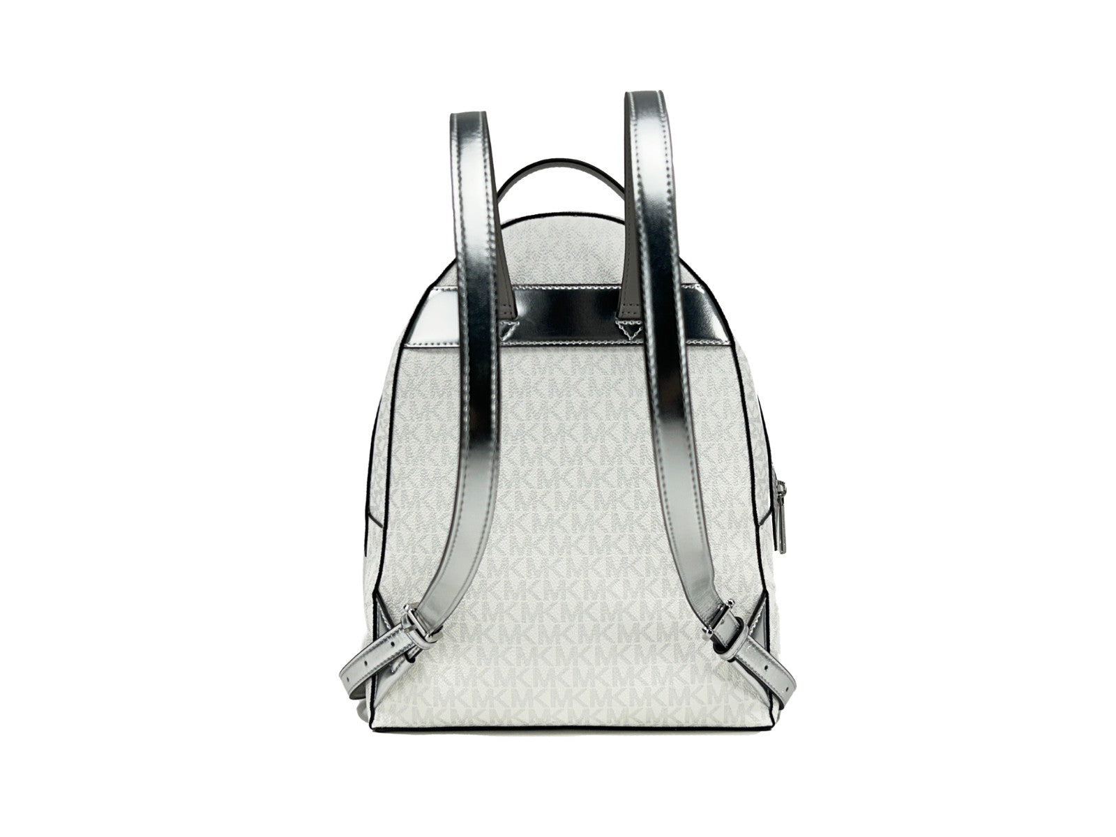 Medium Backpack by Michael Kors for women in coated canvas silver, signature & print showcases an architectural Sheila Coated Canvas Medium Backpack design, featuring a secure zipper, ample , and architectural backpack-strap & handle for a sophisticated look.