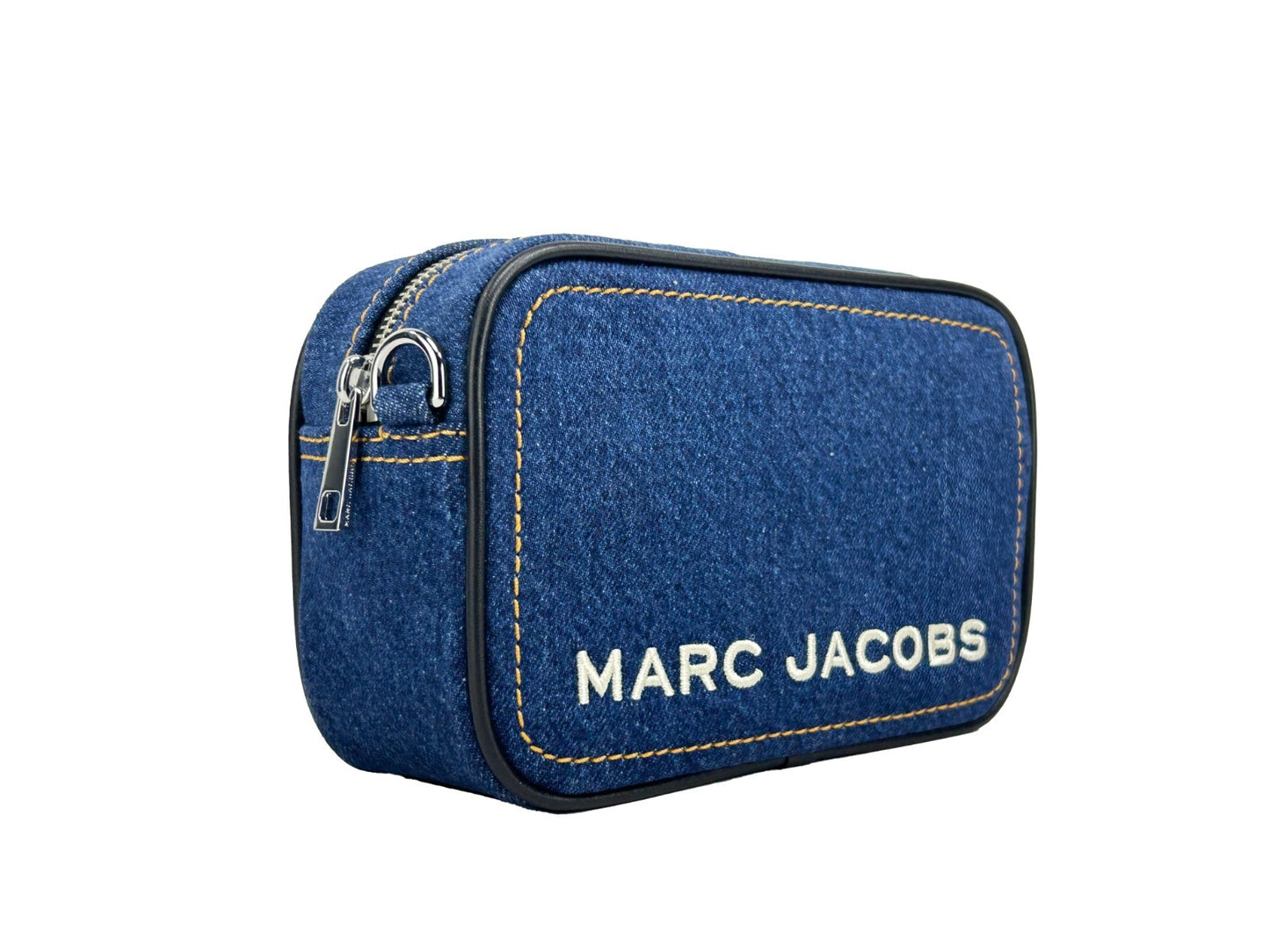 Crossbody Camera Handbag by Marc Jacobs for women in denim silver features a multifaceted silhouette, showcasing a secure zipper and multifaceted cardholder with versatile crossbody-strap, adjustable-strap & detachable-strap for multifaceted style.