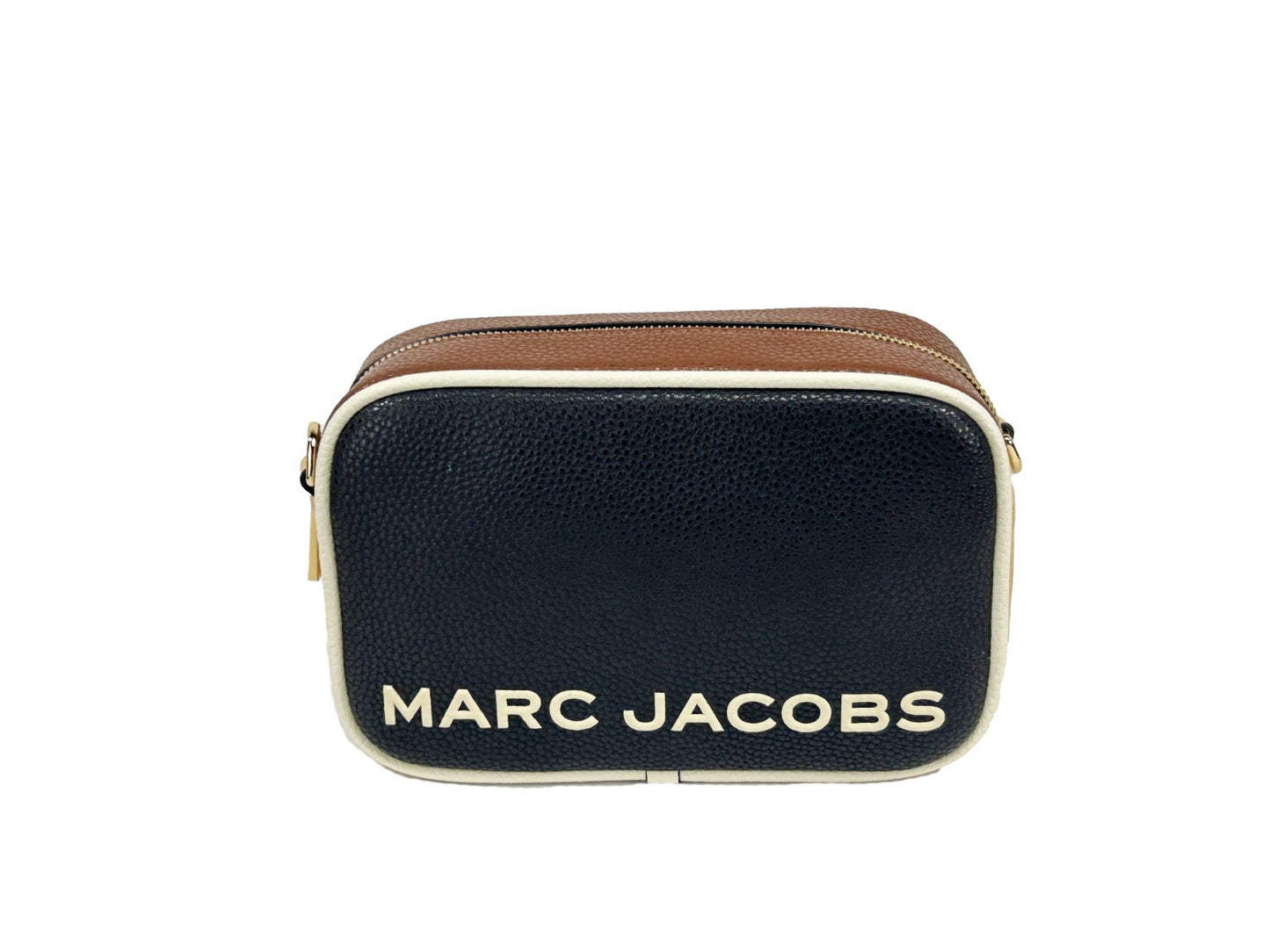 Crossbody Camera Handbag by Marc Jacobs for women in lana wool & denim black & gold features a transformative sophistication silhouette, showcasing a secure zipper, ample cardholder, and versatile crossbody-strap, adjustable-strap & detachable-strap for a transformative sophistication look.