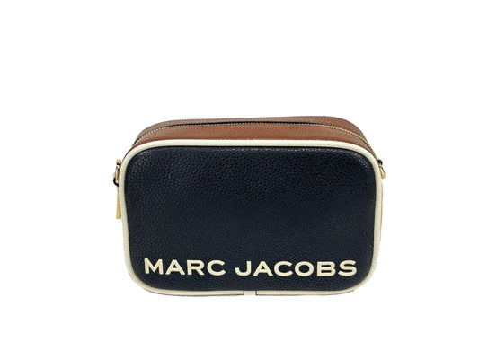 Crossbody Camera Handbag by Marc Jacobs for women in lana wool & denim black & gold features a transformative sophistication silhouette, showcasing a secure zipper, ample cardholder, and versatile crossbody-strap, adjustable-strap & detachable-strap for a transformative sophistication look.