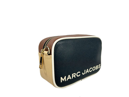 Crossbody Camera Handbag by Marc Jacobs for women in lana wool & denim black & gold showcases a versatile sophistication silhouette, featuring a secure zipper, versatile sophistication cardholder, and versatile crossbody-strap, adjustable-strap & detachable-strap for a versatile sophistication finish.