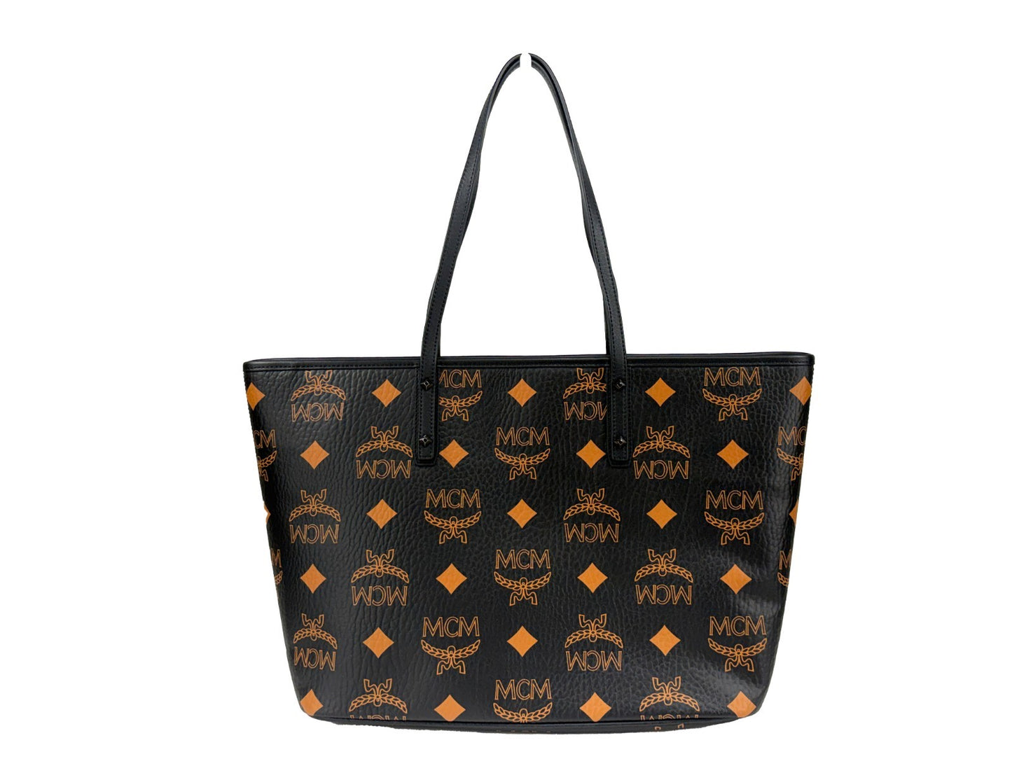Tote Bag by MCM for women in leather black, silver, signature-print & print features an jet-setting Aren Leather Tote Bag design with a secure , jet-setting , and versatile for a jet-setting look.