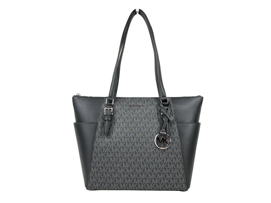 This Tote Bag by Michael Kors for women in leather & rubber black, silver & signature features an jet-set Charlotte Leather & Rubber Tote Bag design with a secure zipper, ample , and jet-set .