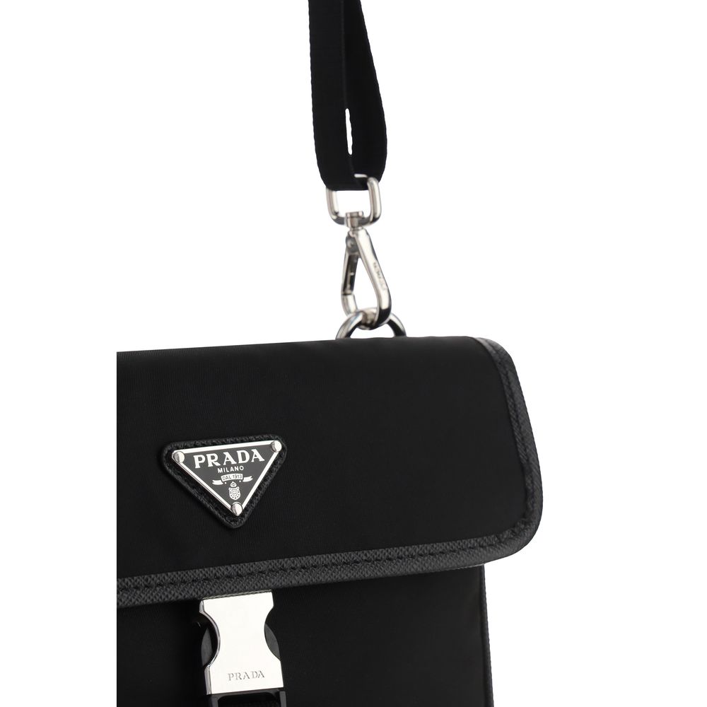 Mobile Phone Case by Prada for men in cotton polyester black & signature showcases a distinguished silhouette, beautifully capturing the signature design of the Nylon Mobile Phone Case.