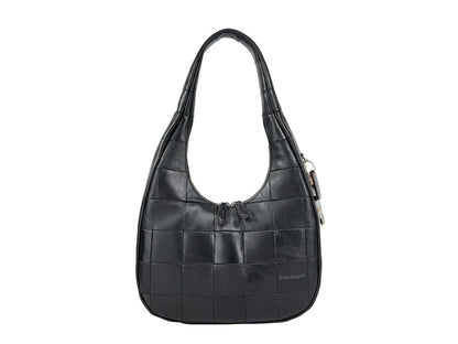 Shoulder Crescent Bag by COACH for women in leather black & silver features a effortless sophistication silhouette, secured by a snap & zipper with ample and versatile shoulder-strap for a effortless sophistication finish.