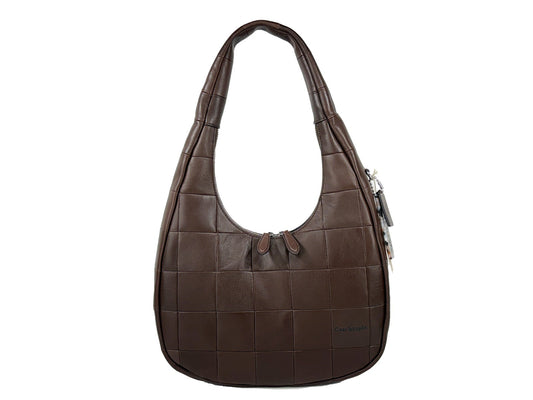 Shoulder Crescent Bag by COACH for women in leather silver features a effortless chic silhouette with a secure snap & zipper, ample , and versatile shoulder-strap for a effortless chic finish.