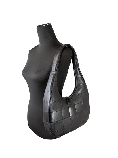 Shoulder Crescent Bag by COACH for women in leather black & silver features an effortlessly chic silhouette with a secure snap & zipper, ample , and versatile shoulder-strap for effortlessly chic everyday luxury.